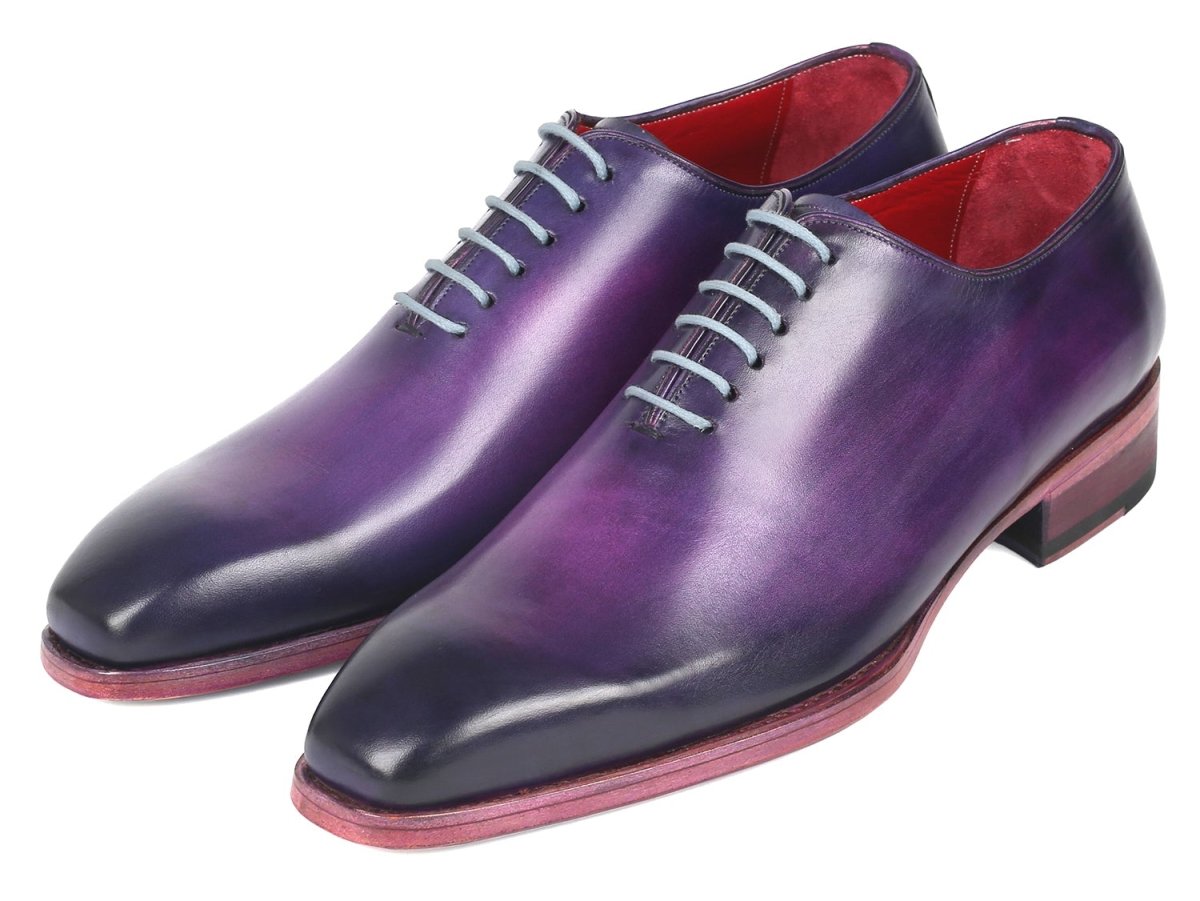 Paul Parkman Men's Hand Painted Goodyear Welted Wholecut Oxfords in Purple