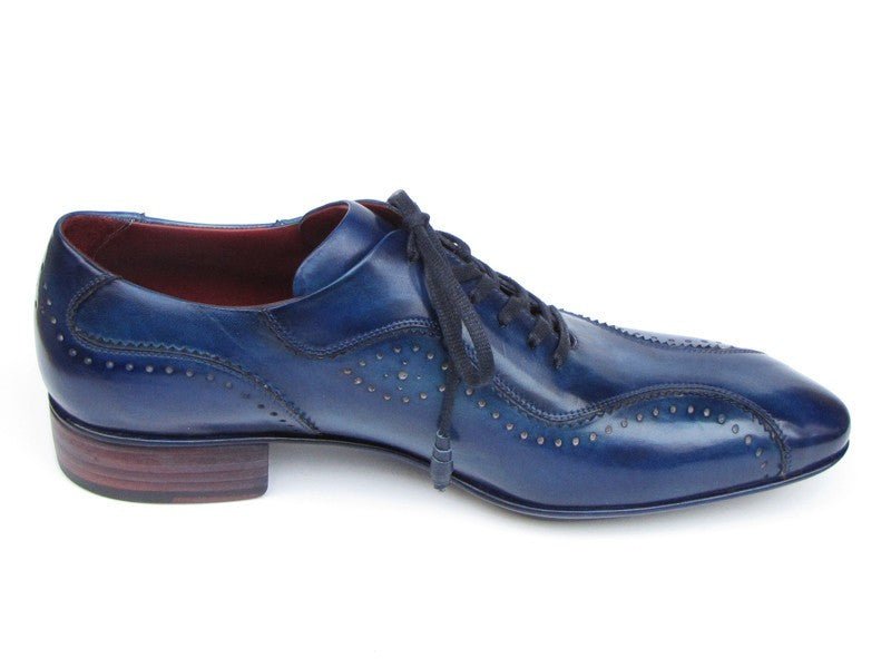 Paul Parkman Men's Hand Painted, Handmade Lace Up Casual Shoes in Blue