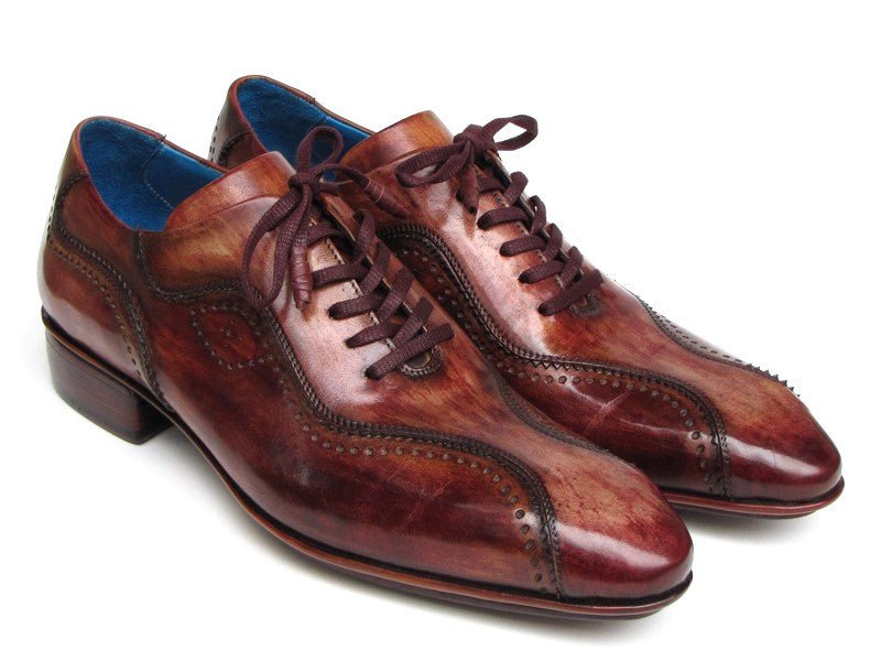 Paul Parkman Men's Hand Painted, Handmade Lace Up Casual Shoes in Brown