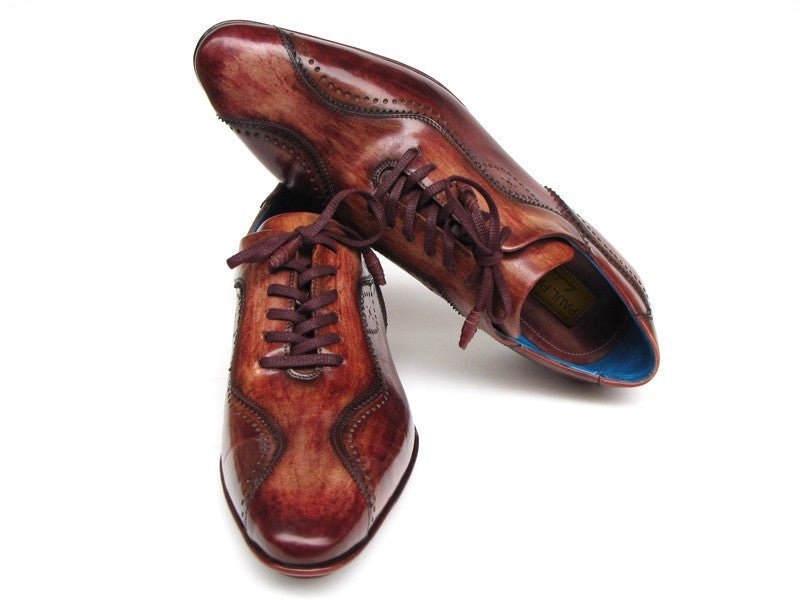 Paul Parkman Men's Hand Painted, Handmade Lace Up Casual Shoes in Brown