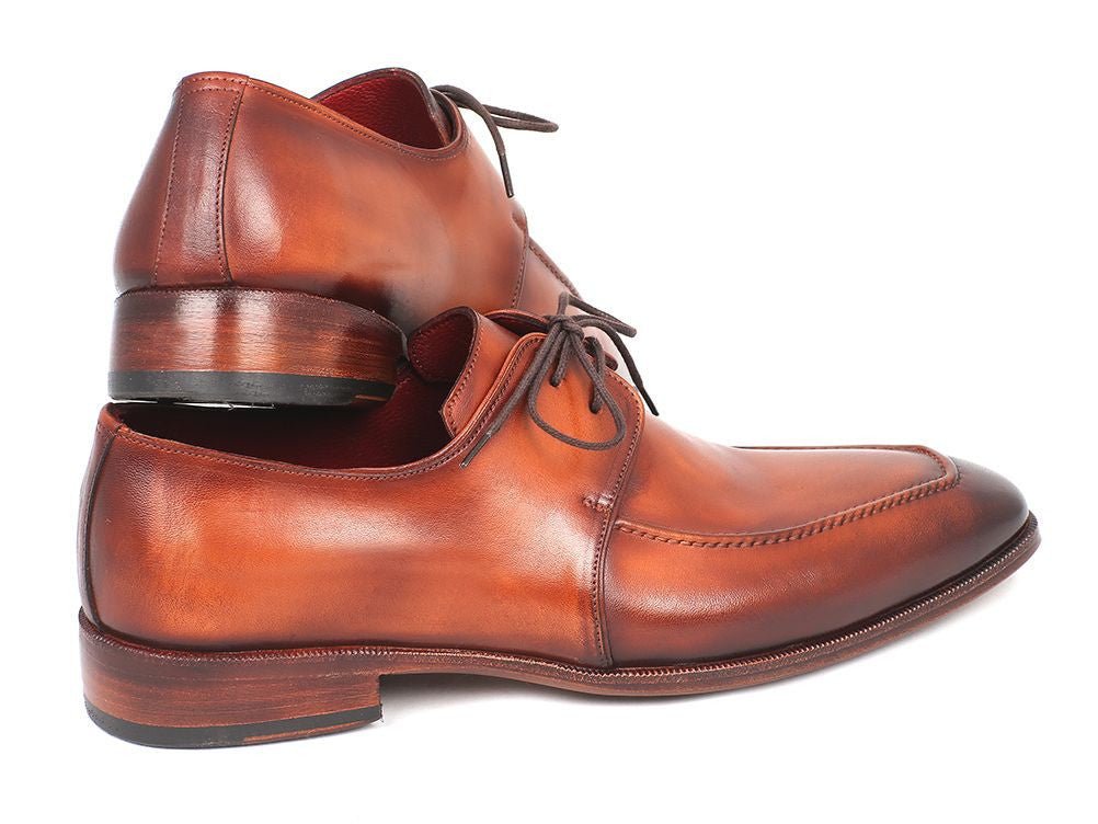 Paul Parkman Men's Hand Painted Leather Apron Derby Shoes in Brown