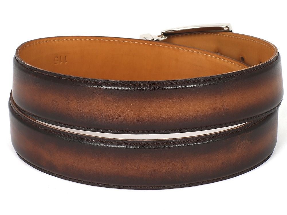 Paul Parkman Men's Hand Painted Leather Belt in Brown and Camel