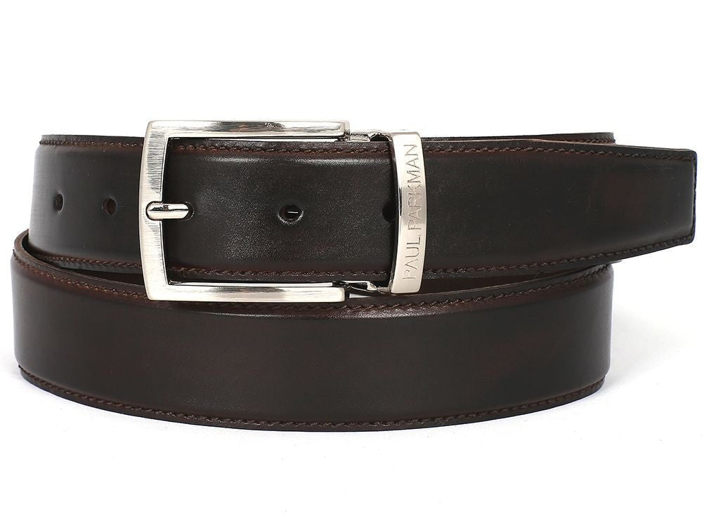 Paul Parkman Men's Hand Painted Leather Belt in Dark Brown