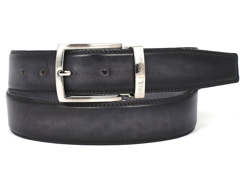 Paul Parkman Men's Hand Painted Leather Belt in Dual Tone Gray and Black