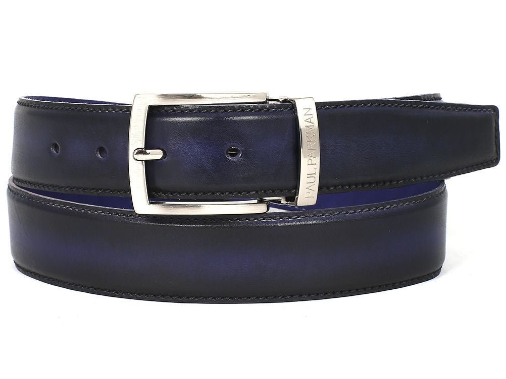 Paul Parkman Men's Hand Painted Leather Belt in Dual Tone Navy and Blue