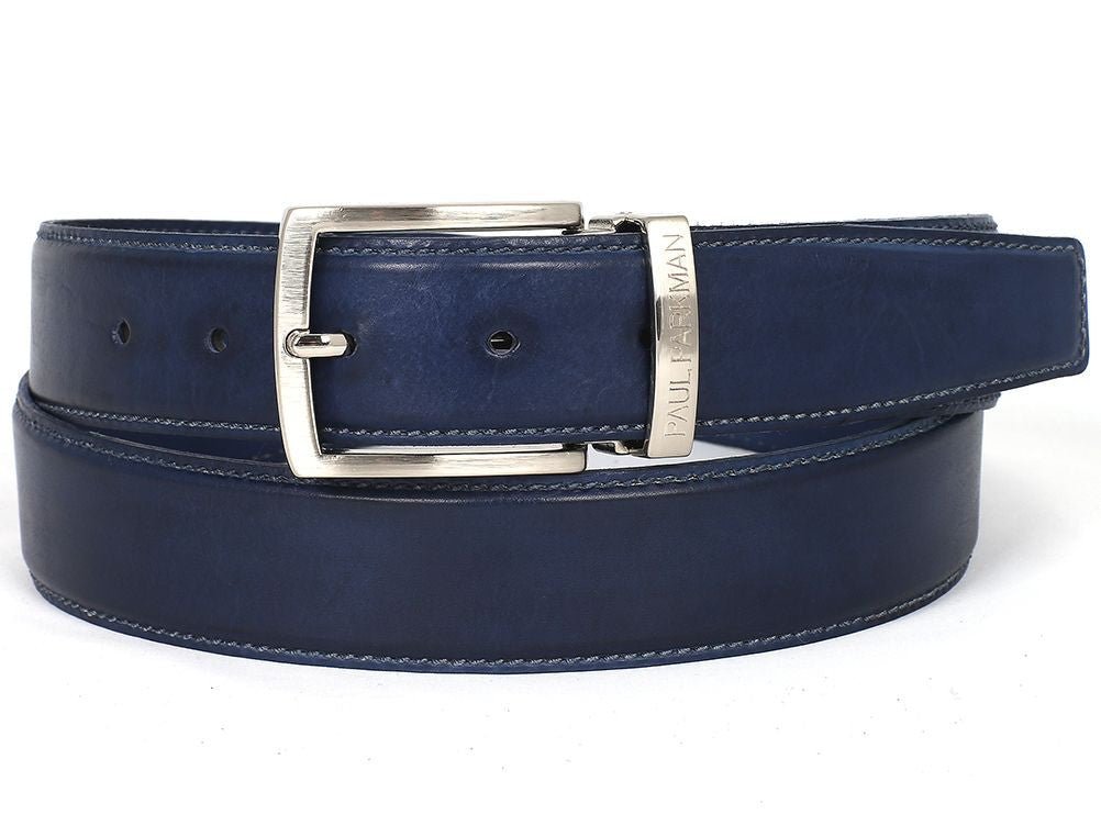 Paul Parkman Men's Hand Painted Leather Belt in Navy