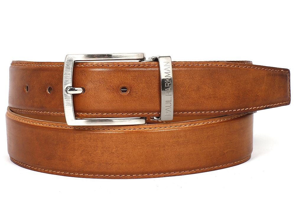 Paul Parkman Men's Hand Painted Leather Belt in Tobacco