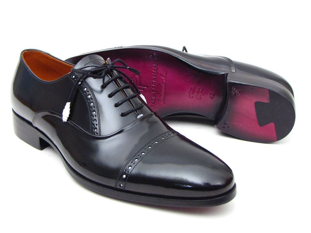 Paul Parkman Men's Hand Painted Leather Captoe Oxfords in Black