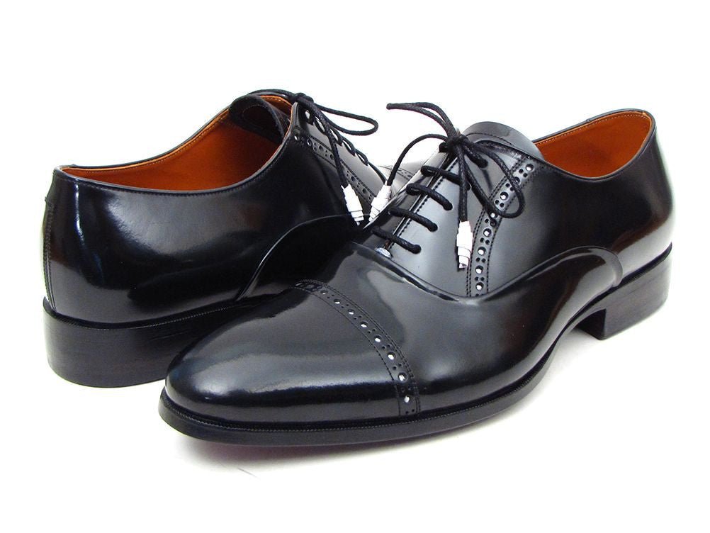 Paul Parkman Men's Hand Painted Leather Captoe Oxfords in Black