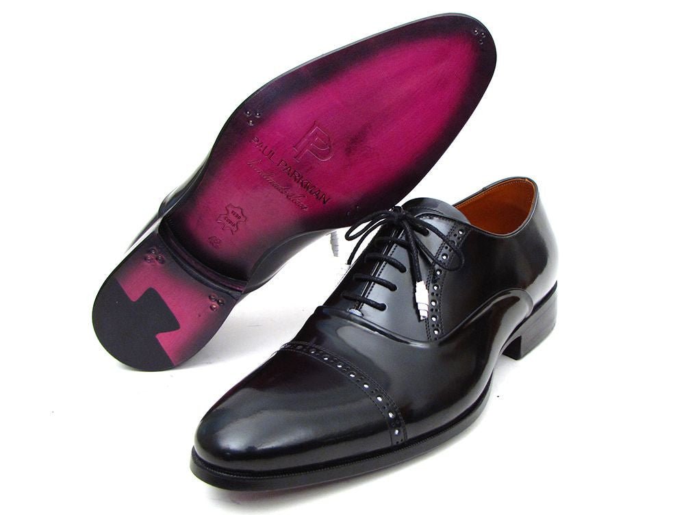 Paul Parkman Men's Hand Painted Leather Captoe Oxfords in Black