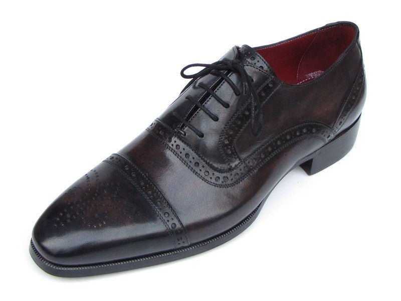 Paul Parkman Men's Hand Painted Leather Captoe Oxfords in Bronze and Black