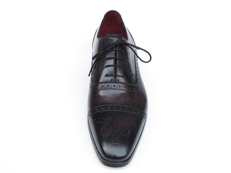 Paul Parkman Men's Hand Painted Leather Captoe Oxfords in Bronze and Black
