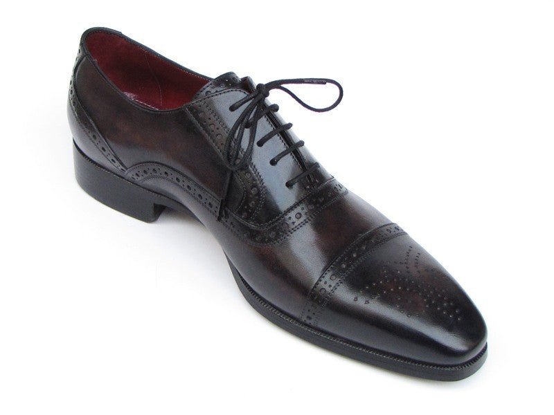 Paul Parkman Men's Hand Painted Leather Captoe Oxfords in Bronze and Black