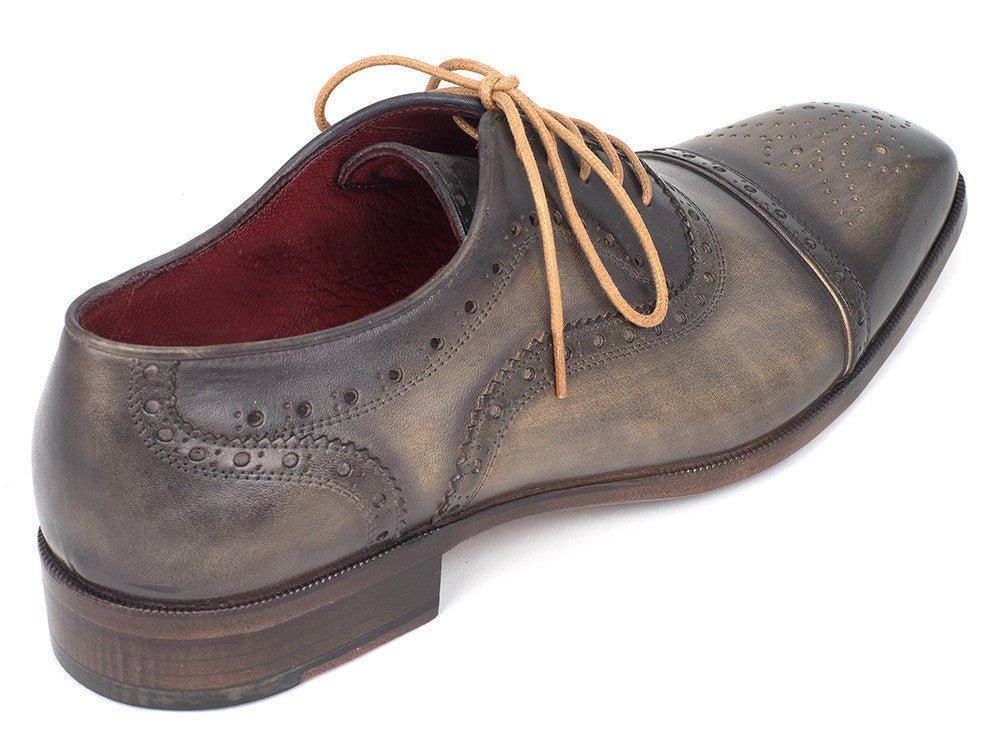 Paul Parkman Men's Hand Painted Leather Captoe Oxfords in Gray