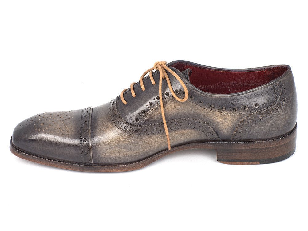 Paul Parkman Men's Hand Painted Leather Captoe Oxfords in Gray