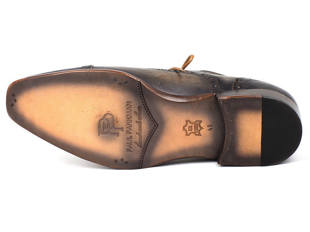 Paul Parkman Men's Hand Painted Leather Captoe Oxfords in Gray