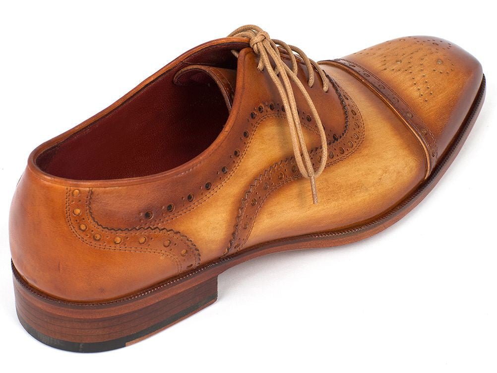 Paul Parkman Men's Hand Painted Leather Captoe Oxfords in Tan