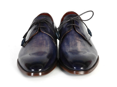 Paul Parkman Men's Hand Painted Leather Derby Shoes in Blue and Navy