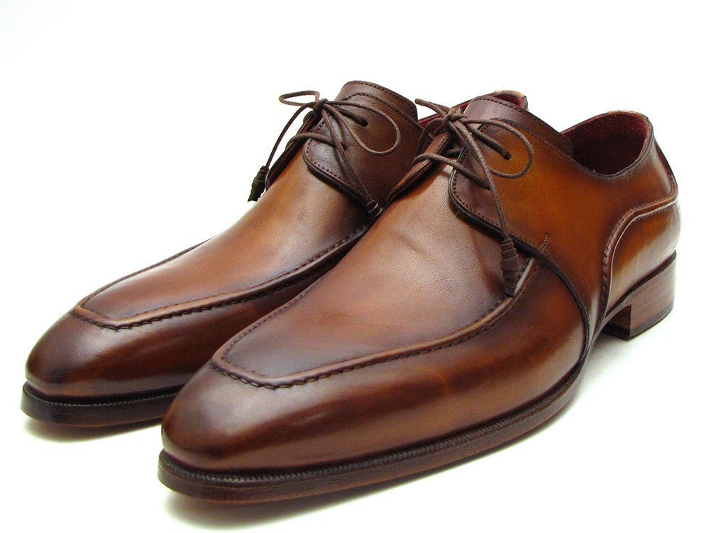 Paul Parkman Men's Hand Painted Leather Derby Shoes in Brown