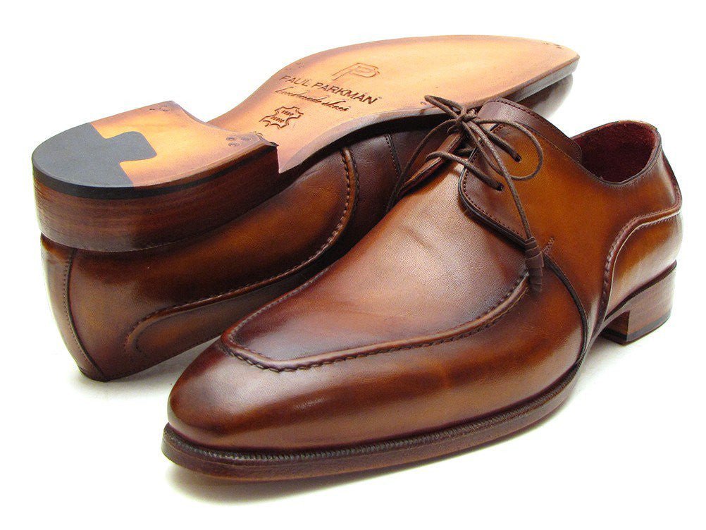 Paul Parkman Men's Hand Painted Leather Derby Shoes in Brown
