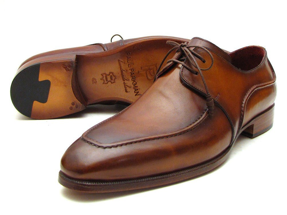 Paul Parkman Men's Hand Painted Leather Derby Shoes in Brown