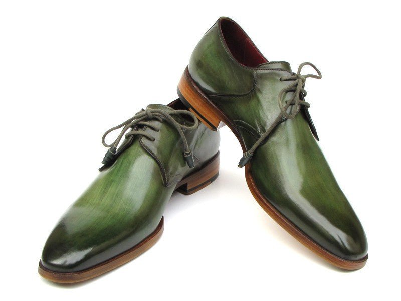 Paul Parkman Men's Hand Painted Leather Derby Shoes in Green
