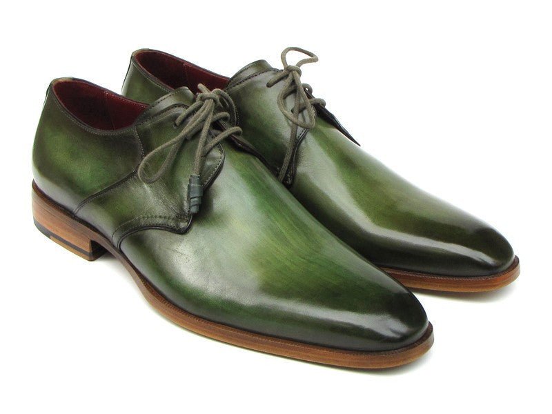 Paul Parkman Men's Hand Painted Leather Derby Shoes in Green