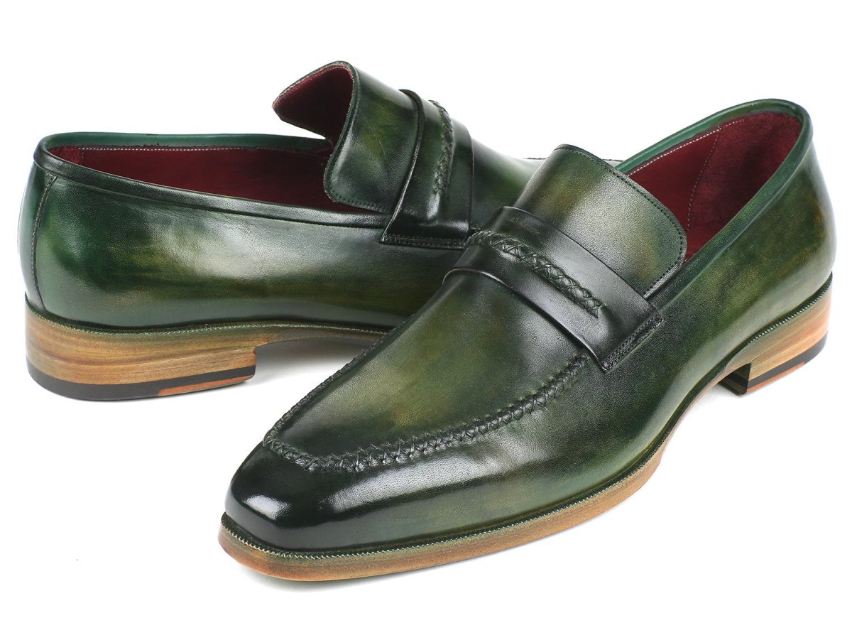 Paul Parkman Men's Hand Painted Leather Loafers in Green