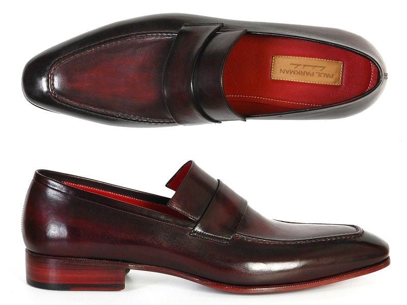 Paul Parkman Men's Hand Painted Leather Loafers in Purple and Black