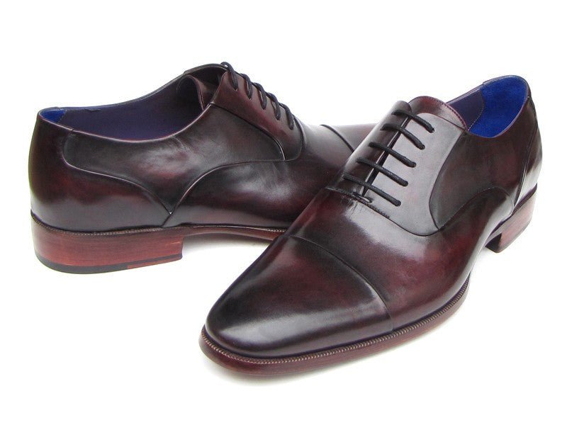 Paul Parkman Men's Hand Painted Leather Oxfords in Black and Purple