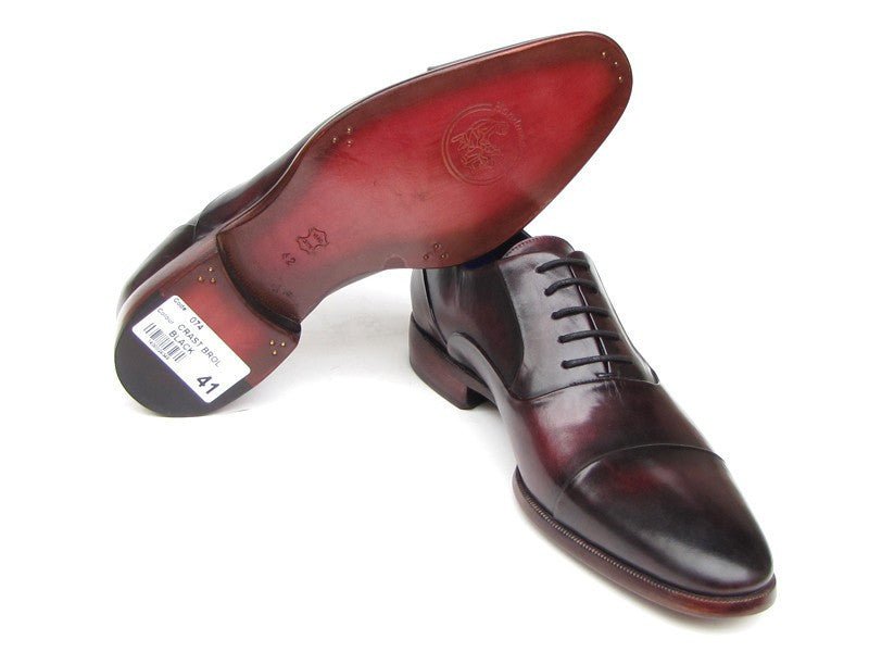 Paul Parkman Men's Hand Painted Leather Oxfords in Black and Purple