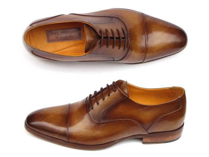 Paul Parkman Men's Hand Painted Leather Oxfords in Brown