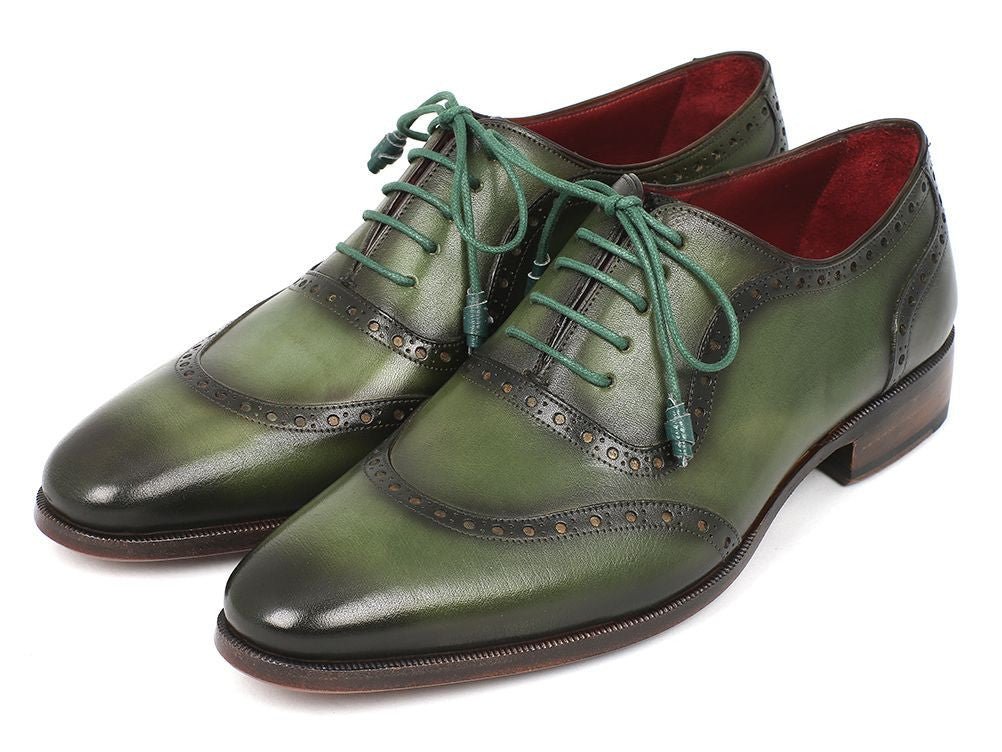 Paul Parkman Men's Hand Painted Leather Oxfords in Green