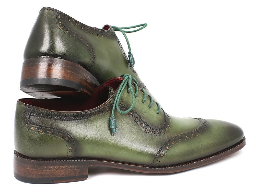 Paul Parkman Men's Hand Painted Leather Oxfords in Green