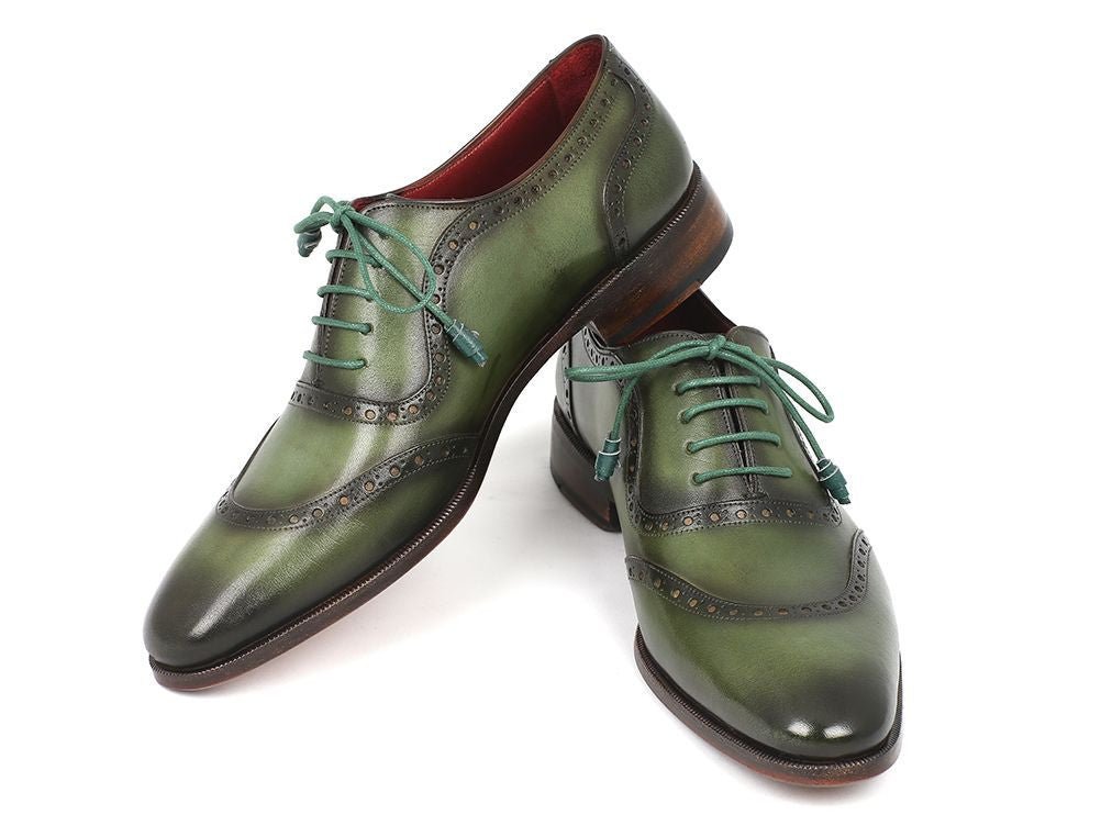 Paul Parkman Men's Hand Painted Leather Oxfords in Green