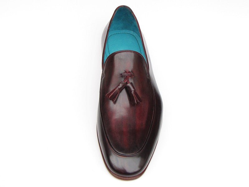 Paul Parkman Men's Hand Painted Leather Tassel Loafers in Black and Purple