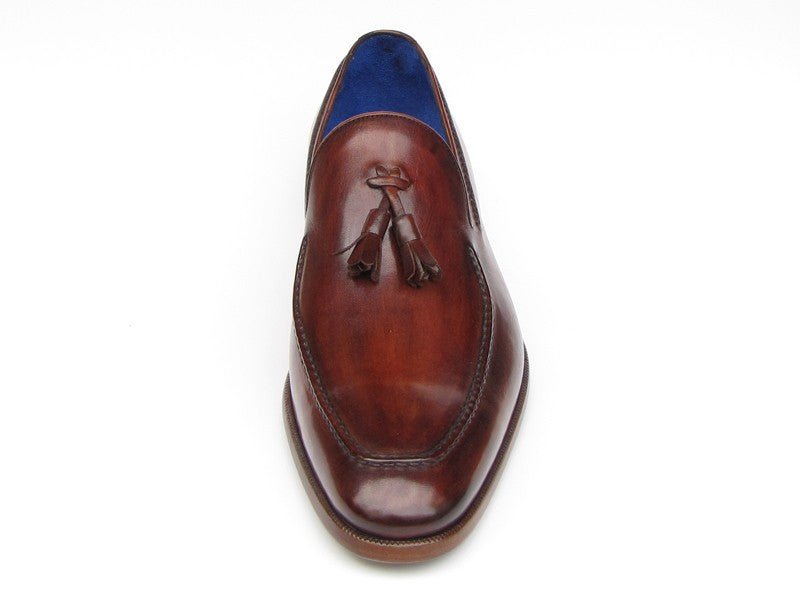 Paul Parkman Men's Hand Painted Leather Tassel Loafers in Brown