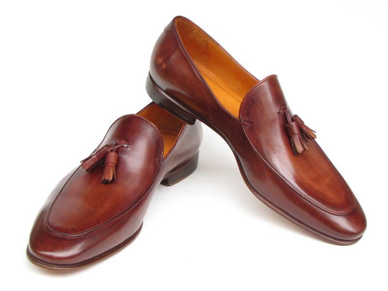 Paul Parkman Men's Hand Painted Leather Tassel Loafers in Brown