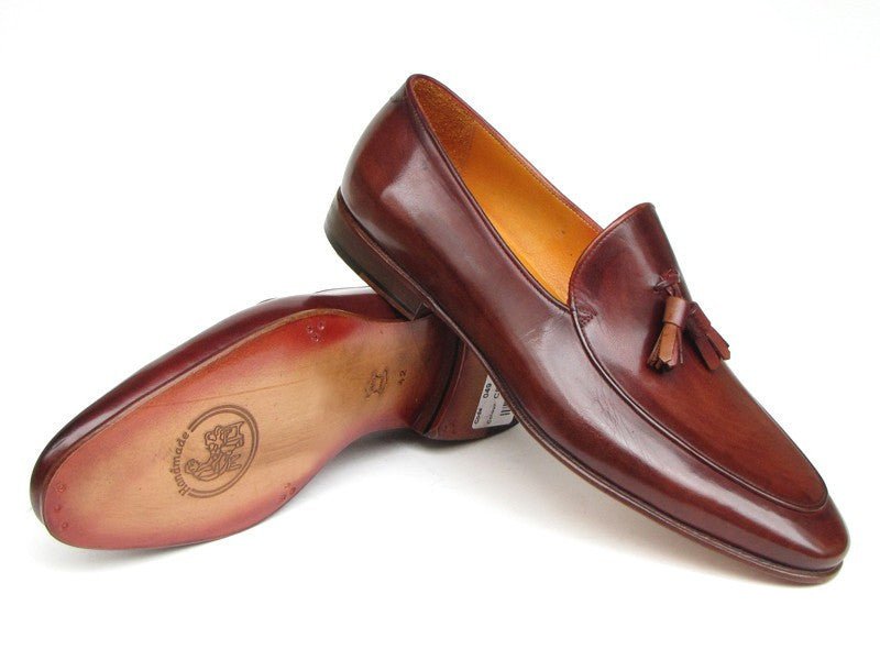 Paul Parkman Men's Hand Painted Leather Tassel Loafers in Brown