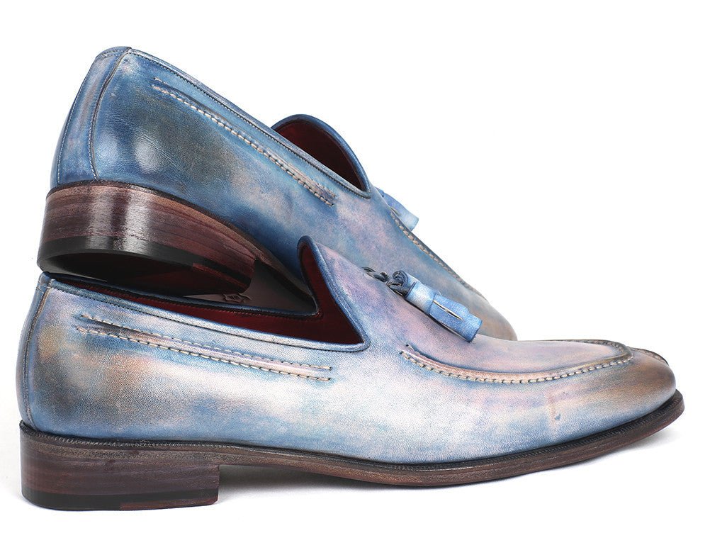 Paul Parkman Men's Hand Painted Leather Tassel Loafers in Lila