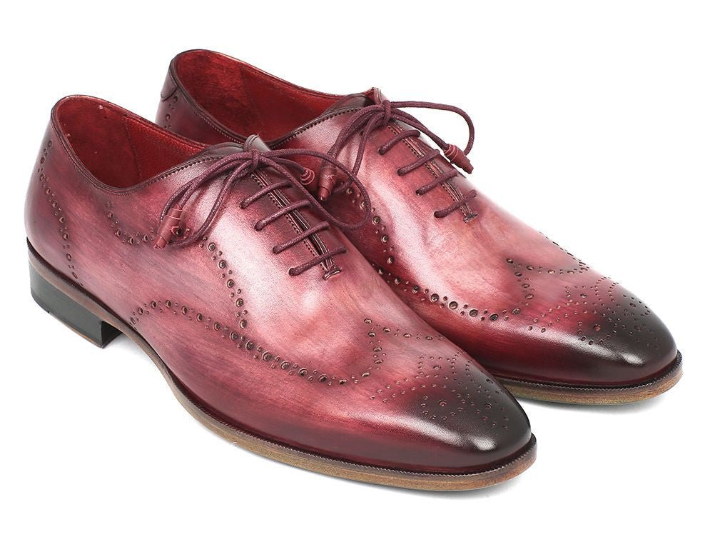 Paul Parkman Men's Hand Painted Leather Wingtip Oxfords in Burgundy