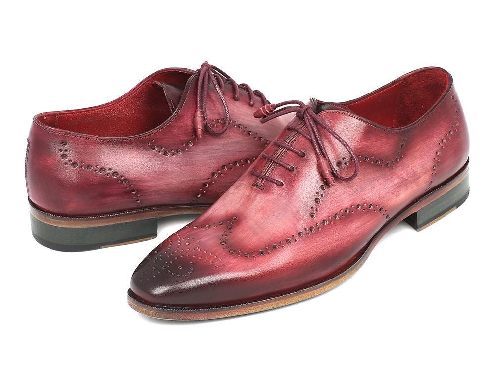 Paul Parkman Men's Hand Painted Leather Wingtip Oxfords in Burgundy