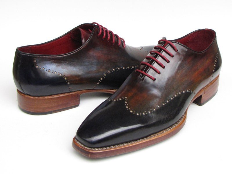 Paul Parkman Men's Hand Painted Leather Wingtip Oxfords in Navy, Red and Black
