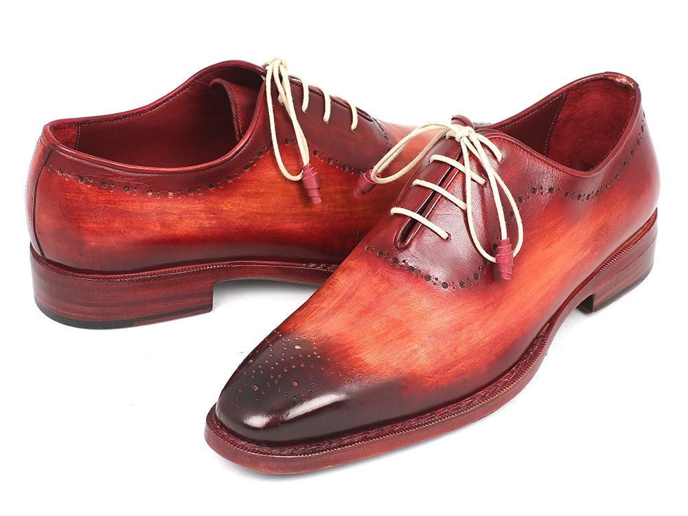 Paul Parkman Men's Hand Painted Medallion Toe Oxfords in Reddish Camel