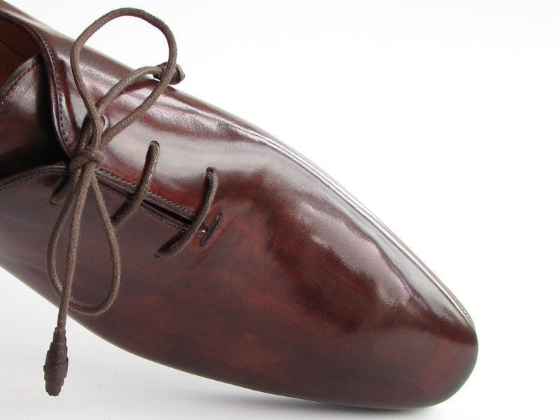 Paul Parkman Men's Hand Painted Plain Toe Oxfords in Brown and Bordeaux