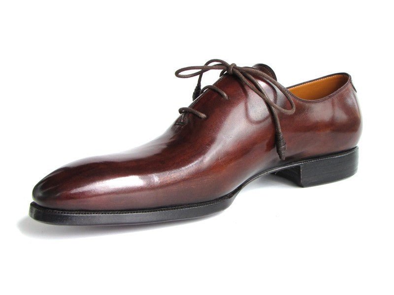 Paul Parkman Men's Hand Painted Plain Toe Oxfords in Brown and Bordeaux