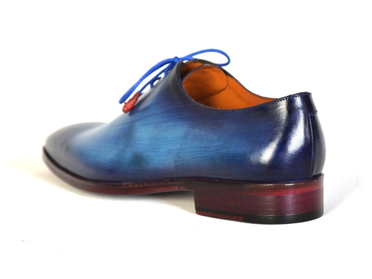 Paul Parkman Men's Hand Painted Plain Toe Wholecut Oxfords in Blue