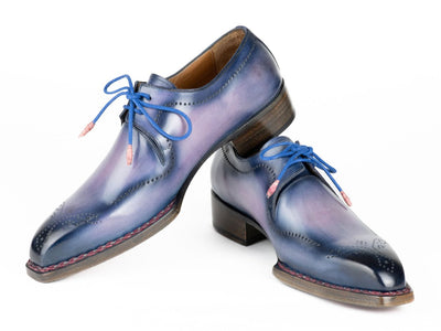 Paul Parkman Men's Hand Welted Pink and Navy Leather Derby Shoes (ID599F67)