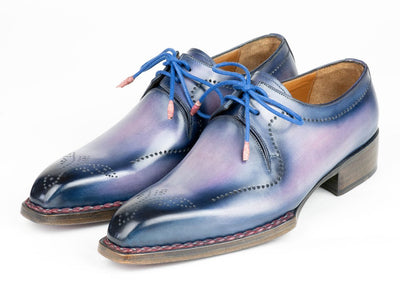 Paul Parkman Men's Hand Welted Pink and Navy Leather Derby Shoes (ID599F67)