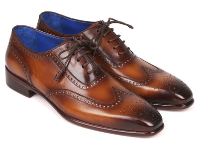 Paul Parkman Men's Handmade Wingtip Oxfords Brown (ID711W03)